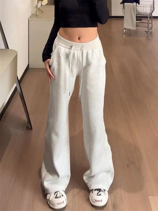 IDALEI Fashion Joggers Sweatpants Women Pants Black Harajuku Hip Hop Gray Loose Wide Leg Pants Baggy Streetwear Trousers Mujer